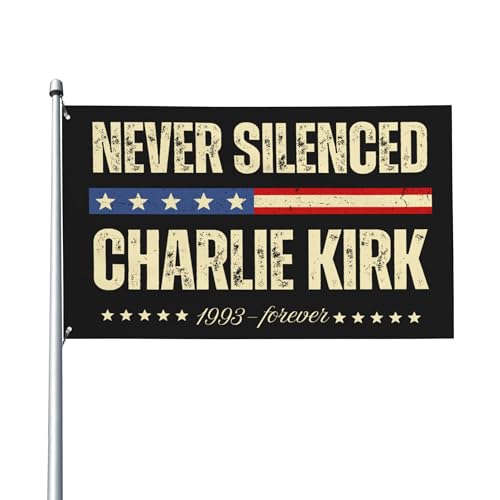 Charlie Kirk Never Silenced Flagge In Memory Of Charlie RIP Flaggen 3x5 Ft Yard Sign Banner von SMAZDFXX