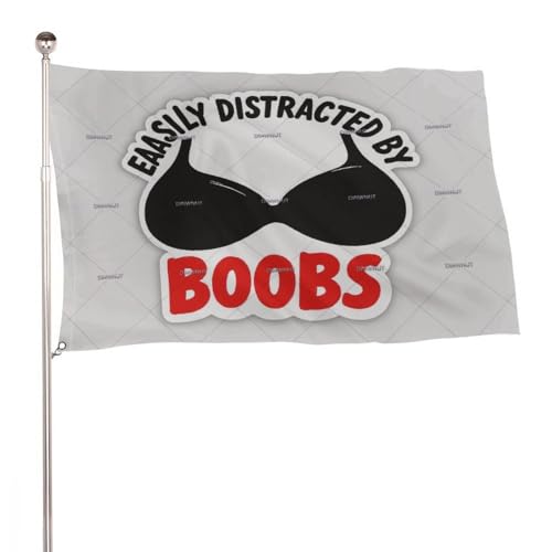 "Easily Distracted By Boobs" 3x5 Ft Durable Outdoor Decor Banner Terrasse Willkommen Flaggen Frühling Hof Flaggen von SMAZDFXX