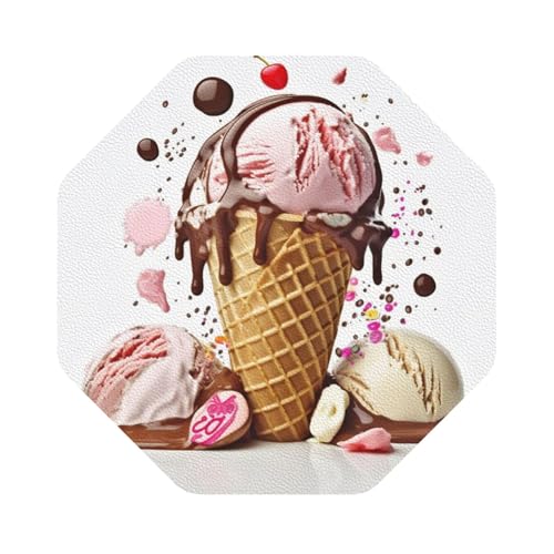Eiscreme-Untersetzer, 4er-Set, saugfähiger Lederuntersetzer für Getränke, hitzebeständige Tassenmatte zum Schutz des Tisches, Couchtischmatten für die Heimdekoration des Hauses Eiscreme-Untersetzer, 4er-Set, saugfähiger Lederuntersetzer für Getränke, hitzebeständige Tassenmatte zum Schutz des Tisches, Couchtischmatten für die Heimdekoration des Hauses von SMAZDFXX