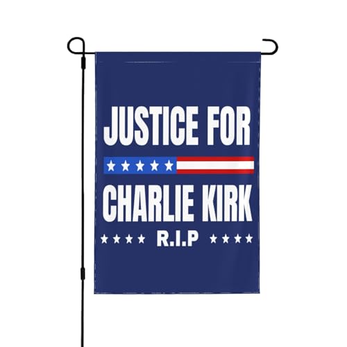 Gerechtigkeit für Charlie Kirk Flagge Rest In Peace Charlie Hero Gartenflaggen 12 * 18 Zoll doppelseitiges Banner ohne Fahnenmast von SMAZDFXX