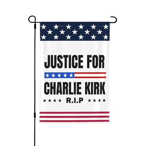 Gerechtigkeit für Charlie Kirk Flagge Rest In Peace Charlie Hero Gartenflaggen 12 * 18 Zoll doppelseitiges Banner ohne Fahnenmast Gerechtigkeit für Charlie Kirk Flagge Rest In Peace Charlie Hero Gartenflaggen 12 * 18 Zoll doppelseitiges Banner ohne Fahnenmast von SMAZDFXX
