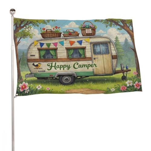 "Happy Camper" 2x3 Ft Durable Outdoor Decor Banner Terrasse Willkommen Flaggen Frühling Hof Flaggen "Happy Camper" 2x3 Ft Durable Outdoor Decor Banner Terrasse Willkommen Flaggen Frühling Hof Flaggen von SMAZDFXX