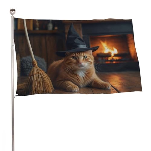 "Hexe Katze" 4x6 Ft Durable Outdoor Decor Banner Terrasse Willkommen Flaggen Frühling Hof Flaggen von SMAZDFXX