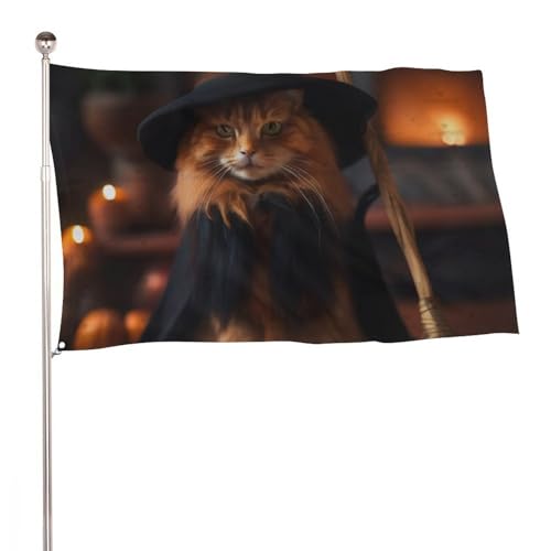"Hexe Katze" 5x8 Ft Durable Outdoor Decor Banner Terrasse Willkommen Flaggen Frühling Hof Flaggen von SMAZDFXX