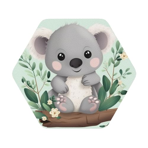Koala-Untersetzer, 4er-Set, saugfähiger Lederuntersetzer für Getränke, hitzebeständige Tassenmatte zum Schutz des Tisches, Couchtischmatten für die Heimdekoration des Hauses Koala-Untersetzer, 4er-Set, saugfähiger Lederuntersetzer für Getränke, hitzebeständige Tassenmatte zum Schutz des Tisches, Couchtischmatten für die Heimdekoration des Hauses von SMAZDFXX