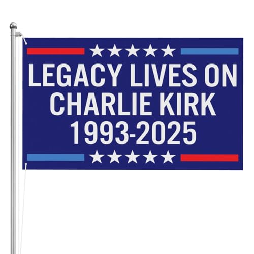 Legacy Lives On Charlie Kirk 1993–2025 Flagge, 91 x 152 cm, Hintergrund, doppelseitiger Druck, 3-lagig, Banner-Dekoration für den Außenbereich von SMAZDFXX
