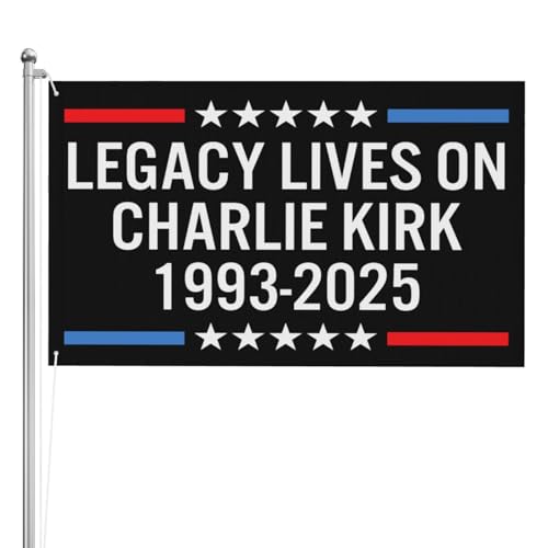 Legacy Lives On Charlie Kirk 1993–2025 Flagge, 91 x 152 cm, Hintergrund, doppelseitiger Druck, 3-lagig, Banner-Dekoration für den Außenbereich von SMAZDFXX