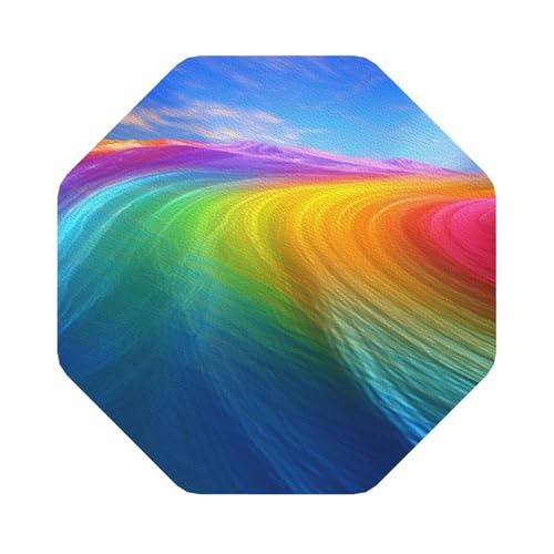 Rainbow Ocean Untersetzer, 4er-Set, saugfähiger Lederuntersetzer für Getränke, hitzebeständige Tassenmatte zum Schutz des Tisches, Couchtischmatten für die Heimdekoration des Hauses Rainbow Ocean Untersetzer, 4er-Set, saugfähiger Lederuntersetzer für Getränke, hitzebeständige Tassenmatte zum Schutz des Tisches, Couchtischmatten für die Heimdekoration des Hauses von SMAZDFXX