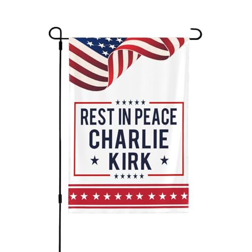 Rest In Peace Tribute Charlie Kirk Flaggenständer mit Charlie 2025 Gartenflaggen 12 * 18 Zoll Doppelseitiges Banner Kein Fahnenmast von SMAZDFXX