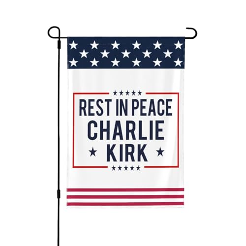 Rest In Peace Tribute Charlie Kirk Flaggenständer mit Charlie 2025 Gartenflaggen 12 * 18 Zoll Doppelseitiges Banner Kein Fahnenmast von SMAZDFXX