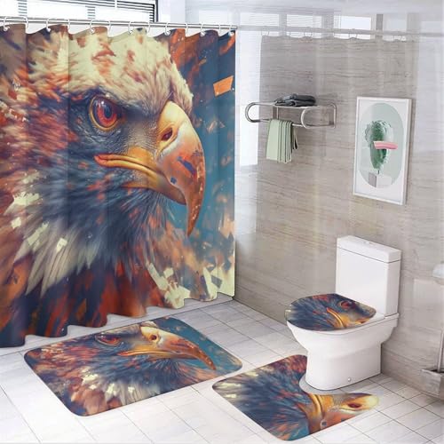 SMAZDFXX 4-teilige Duschvorhang-Sets – Badezimmer-Sets mit Paisley-Muster, mit Duschvorhang und Teppichen, Badezimmer-Zubehör-Sets mit Blumen, Badvorleger, Toilettendeckel, Toilettenmatte SMAZDFXX 4-teilige Duschvorhang-Sets – Badezimmer-Sets mit Paisley-Muster, mit Duschvorhang und Teppichen, Badezimmer-Zubehör-Sets mit Blumen, Badvorleger, Toilettendeckel, Toilettenmatte von SMAZDFXX