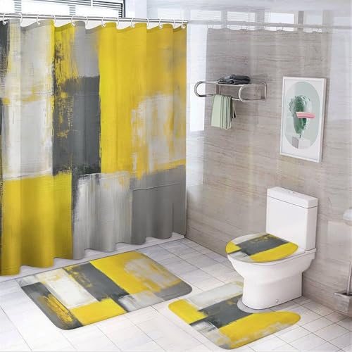 SMAZDFXX 4-teilige Duschvorhang-Sets – Obst-Badezimmer-Sets mit Duschvorhang und Teppichen, orangefarbene Badezimmer-Zubehör-Sets, Badvorleger, Toilettendeckel, Badezimmer-Toilettenmatte SMAZDFXX 4-teilige Duschvorhang-Sets – Obst-Badezimmer-Sets mit Duschvorhang und Teppichen, orangefarbene Badezimmer-Zubehör-Sets, Badvorleger, Toilettendeckel, Badezimmer-Toilettenmatte von SMAZDFXX