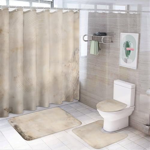 SMAZDFXX 4-teilige Duschvorhang-Sets – geometrische Badezimmer-Sets mit Duschvorhang und Teppichen, blau-weiß Karierte Badezimmer-Zubehör-Sets, Badvorleger, Toilettendeckel, Badezimmer-Toilettenmatte SMAZDFXX 4-teilige Duschvorhang-Sets – geometrische Badezimmer-Sets mit Duschvorhang und Teppichen, blau-weiß Karierte Badezimmer-Zubehör-Sets, Badvorleger, Toilettendeckel, Badezimmer-Toilettenmatte von SMAZDFXX