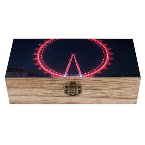 SMAZDFXX Aufbewahrungsbox aus Holz mit Klappdeckel und Frontverschluss. Große Andenkenbox. Schmuckschatulle mit London Eye bei Nacht. Schreibtisch-Organizer aus Holz fürs Büro SMAZDFXX Aufbewahrungsbox aus Holz mit Klappdeckel und Frontverschluss. Große Andenkenbox. Schmuckschatulle mit London Eye bei Nacht. Schreibtisch-Organizer aus Holz fürs Büro von SMAZDFXX