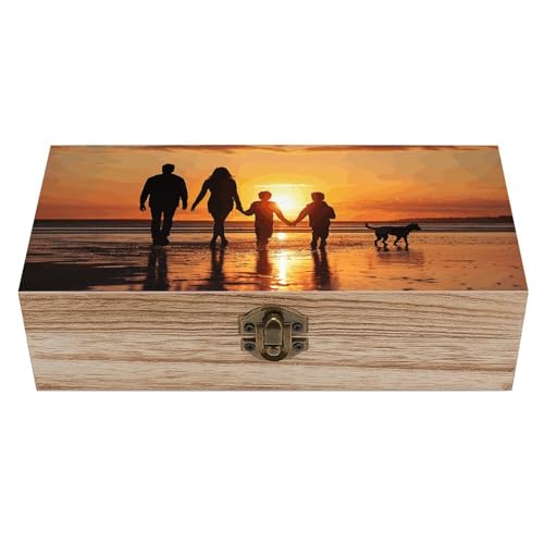 SMAZDFXX Aufbewahrungsbox aus Holz mit Klappdeckel und Frontverschluss. Große Andenkenbox. Schmuckschatulle mit dem Motiv „Familie geht zusammen spazieren. Schreibtisch-Organizer aus Holz fürs Büro SMAZDFXX Aufbewahrungsbox aus Holz mit Klappdeckel und Frontverschluss. Große Andenkenbox. Schmuckschatulle mit dem Motiv „Familie geht zusammen spazieren. Schreibtisch-Organizer aus Holz fürs Büro von SMAZDFXX