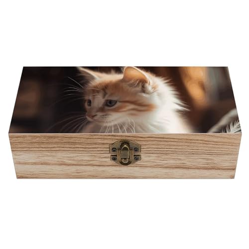 SMAZDFXX Aufbewahrungsbox aus Holz mit Klappdeckel und Frontverschluss. Große Andenkenbox. Weiche und süße Schmuckschatulle mit Katzenmotiv. Schreibtisch-Organizer aus Holz fürs Büro SMAZDFXX Aufbewahrungsbox aus Holz mit Klappdeckel und Frontverschluss. Große Andenkenbox. Weiche und süße Schmuckschatulle mit Katzenmotiv. Schreibtisch-Organizer aus Holz fürs Büro von SMAZDFXX