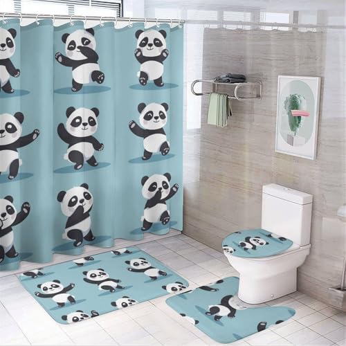 SMAZDFXX Badezimmer-Sets mit 3D-Muster, Duschvorhang und Teppichen – drehbares 4-teiliges Duschvorhang-Set mit Teppichen, Toilettendeckelbezug und Rutschfester U-förmiger Badematte, 183 x 183 cm SMAZDFXX Badezimmer-Sets mit 3D-Muster, Duschvorhang und Teppichen – drehbares 4-teiliges Duschvorhang-Set mit Teppichen, Toilettendeckelbezug und Rutschfester U-förmiger Badematte, 183 x 183 cm von SMAZDFXX