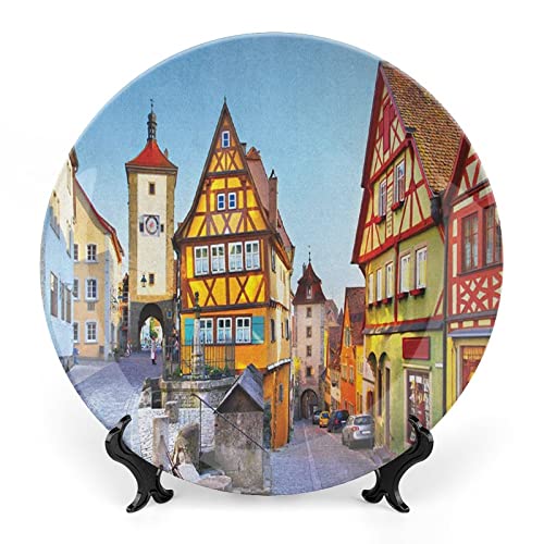 SMAZDFXX Ein Geschirrteller, jede berühmte Straße, farbenfroher klassischer Häuserdruck, Keramik-Wandbehang, Dekorationszubehör für Esstisch, Tischplatte, Heimdekoration SMAZDFXX Ein Geschirrteller, jede berühmte Straße, farbenfroher klassischer Häuserdruck, Keramik-Wandbehang, Dekorationszubehör für Esstisch, Tischplatte, Heimdekoration von SMAZDFXX