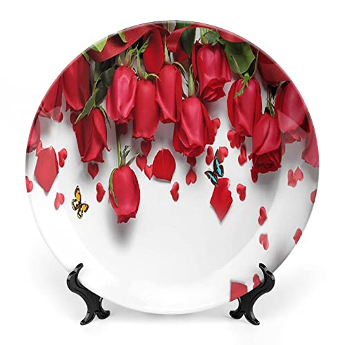 SMAZDFXX Roter Mohn-Geschirrteller, Mohn auf weißem Hintergrund, Ornament-Ausstellungsteller für Esstischdekoration, Hochzeitsempfangsdekoration, Weihnachtstischdekoration, Rot SMAZDFXX Roter Mohn-Geschirrteller, Mohn auf weißem Hintergrund, Ornament-Ausstellungsteller für Esstischdekoration, Hochzeitsempfangsdekoration, Weihnachtstischdekoration, Rot von SMAZDFXX