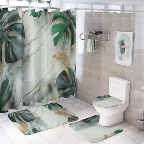 SMAZDFXX Tier-Badezimmer-Sets mit Duschvorhang und Teppichen – Happy Dog, 4-teiliges Duschvorhang-Set mit Teppichen, Toilettendeckelbezug und Rutschfester U-förmiger Badematte, 183 x 183 cm SMAZDFXX Tier-Badezimmer-Sets mit Duschvorhang und Teppichen – Happy Dog, 4-teiliges Duschvorhang-Set mit Teppichen, Toilettendeckelbezug und Rutschfester U-förmiger Badematte, 183 x 183 cm von SMAZDFXX