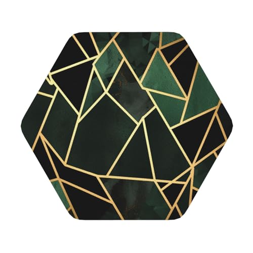Schwarz-goldene geometrische Untersetzer, 4er-Set, saugfähiger Lederuntersetzer für Getränke, hitzebeständige Tassenmatte zum Schutz des Tisches, Couchtischmatten für die Heimdekoration des Hauses von SMAZDFXX