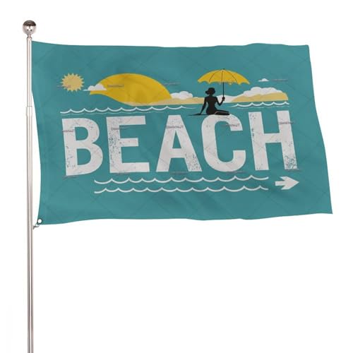 "Strand Hier" 5x8 Ft Durable Outdoor Decor Banner Terrasse Willkommen Flaggen Frühling Hof Flaggen von SMAZDFXX