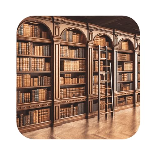 Untersetzer für Bibliotheks- und Bücherregale, 4er-Set, saugfähiger Lederuntersetzer für Getränke, hitzebeständige Tassenmatte zum Schutz des Tisches, Couchtischmatten für die Heimdekoration des Hause von SMAZDFXX