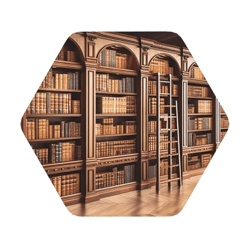 Untersetzer für Bibliotheks- und Bücherregale, 4er-Set, saugfähiger Lederuntersetzer für Getränke, hitzebeständige Tassenmatte zum Schutz des Tisches, Couchtischmatten für die Heimdekoration des Hause von SMAZDFXX
