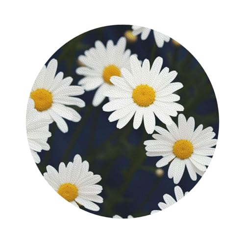 Untersetzer mit Blumen und Gänseblümchen, 4er-Set, saugfähiger Lederuntersetzer für Getränke, hitzebeständige Tassenmatte zum Schutz des Tisches, Couchtischmatten für die Heimdekoration des Hauses von SMAZDFXX