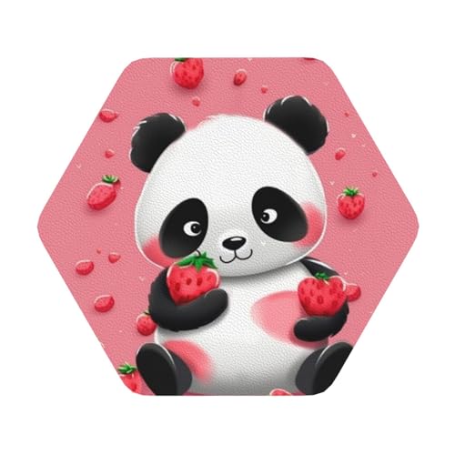Untersetzer mit Cartoon-Erdbeer-Panda-Motiv, 4er-Set, saugfähiger Lederuntersetzer für Getränke, hitzebeständige Tassenmatte zum Schutz des Tisches, Couchtischmatten für die Heimdekoration des Hauses Untersetzer mit Cartoon-Erdbeer-Panda-Motiv, 4er-Set, saugfähiger Lederuntersetzer für Getränke, hitzebeständige Tassenmatte zum Schutz des Tisches, Couchtischmatten für die Heimdekoration des Hauses von SMAZDFXX