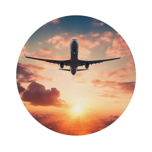 Untersetzer mit Flugzeug-Sonnenuntergangshimmel, 4er-Set, saugfähiger Lederuntersetzer für Getränke, hitzebeständige Tassenmatte zum Schutz des Tisches, Couchtischmatten für die Heimdekoration des Hau Untersetzer mit Flugzeug-Sonnenuntergangshimmel, 4er-Set, saugfähiger Lederuntersetzer für Getränke, hitzebeständige Tassenmatte zum Schutz des Tisches, Couchtischmatten für die Heimdekoration des Hau von SMAZDFXX