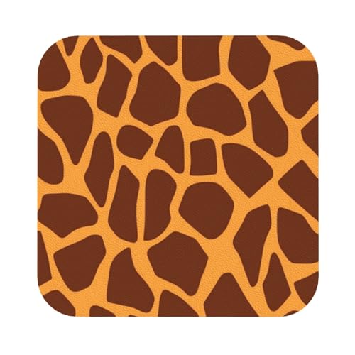 Untersetzer mit Giraffen-Print, 4er-Set, saugfähiger Lederuntersetzer für Getränke, hitzebeständige Tassenmatte zum Schutz des Tisches, Couchtischmatten für die Heimdekoration des Hauses Untersetzer mit Giraffen-Print, 4er-Set, saugfähiger Lederuntersetzer für Getränke, hitzebeständige Tassenmatte zum Schutz des Tisches, Couchtischmatten für die Heimdekoration des Hauses von SMAZDFXX