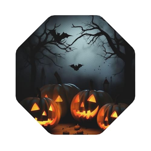 Untersetzer mit Halloween-Motiv und Kürbissen, 4er-Set, saugfähiger Lederuntersetzer für Getränke, hitzebeständige Tassenmatte zum Schutz des Tisches, Couchtischmatten für die Heimdekoration des Hause von SMAZDFXX
