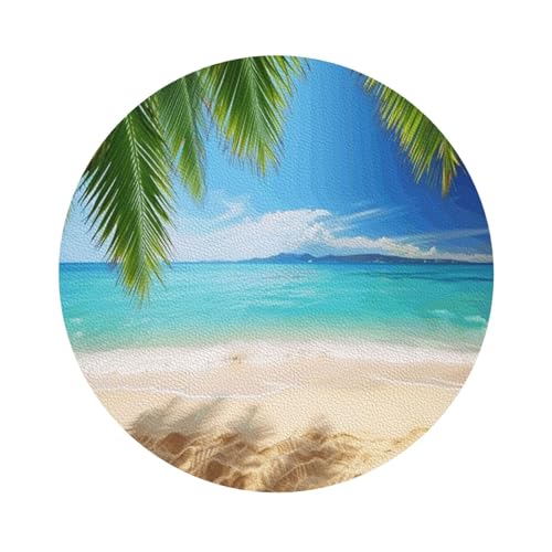 Untersetzer mit Meeres-, Meeres-, Strand- und Palmenblättern, 4er-Set, saugfähiger Lederuntersetzer für Getränke, hitzebeständige Tassenmatte zum Schutz des Tisches, Couchtischmatten für die Heimdekor von SMAZDFXX