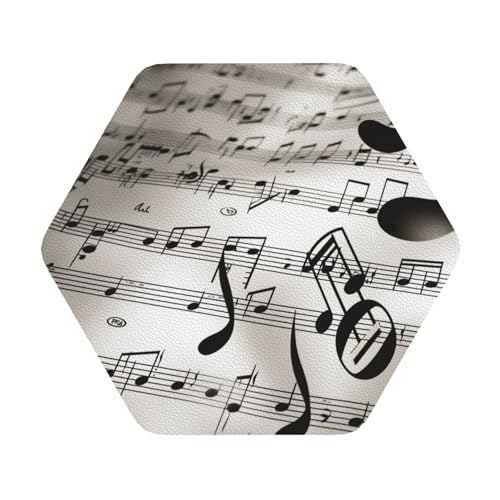 Untersetzer mit Musiknoten-Aufdruck, 4er-Set, saugfähiger Lederuntersetzer für Getränke, hitzebeständige Tassenmatte zum Schutz des Tisches, Couchtischmatten für die Heimdekoration des Hauses von SMAZDFXX