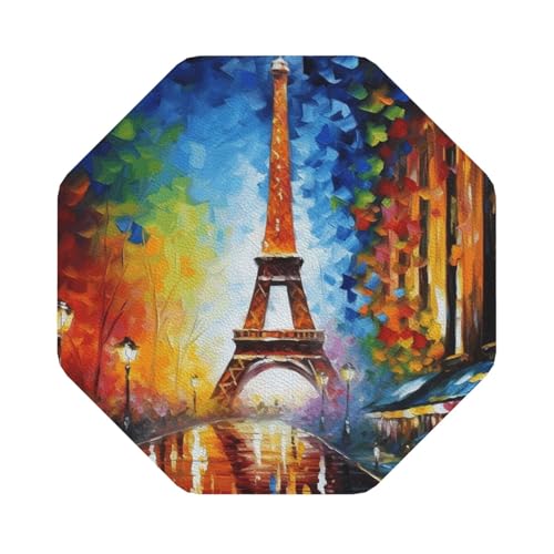 Untersetzer mit Paris-Eiffelturm-Gemälde, 4er-Set, saugfähiger Lederuntersetzer für Getränke, hitzebeständige Tassenmatte zum Schutz des Tisches, Couchtischmatten für die Heimdekoration des Hauses Untersetzer mit Paris-Eiffelturm-Gemälde, 4er-Set, saugfähiger Lederuntersetzer für Getränke, hitzebeständige Tassenmatte zum Schutz des Tisches, Couchtischmatten für die Heimdekoration des Hauses von SMAZDFXX