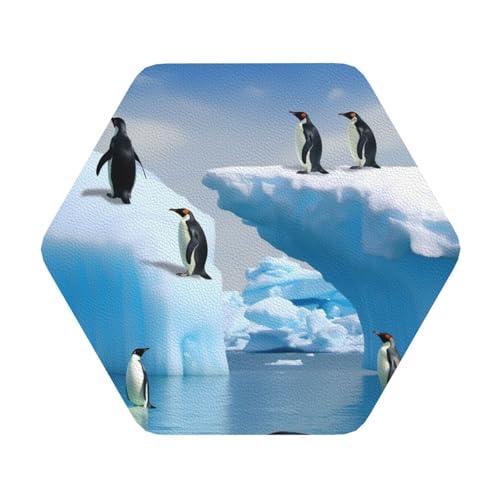 Untersetzer mit Pinguinen auf dem Eisberg, 4er-Set, saugfähiger Lederuntersetzer für Getränke, hitzebeständige Tassenmatte zum Schutz des Tisches, Couchtischmatten für die Heimdekoration des Hauses Untersetzer mit Pinguinen auf dem Eisberg, 4er-Set, saugfähiger Lederuntersetzer für Getränke, hitzebeständige Tassenmatte zum Schutz des Tisches, Couchtischmatten für die Heimdekoration des Hauses von SMAZDFXX