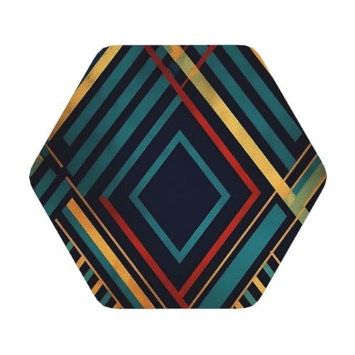 Untersetzer mit abstrakten geometrischen Streifen, 4er-Set, saugfähiger Lederuntersetzer für Getränke, hitzebeständige Tassenmatte zum Schutz des Tisches, Couchtischmatten für die Heimdekoration des H Untersetzer mit abstrakten geometrischen Streifen, 4er-Set, saugfähiger Lederuntersetzer für Getränke, hitzebeständige Tassenmatte zum Schutz des Tisches, Couchtischmatten für die Heimdekoration des H von SMAZDFXX