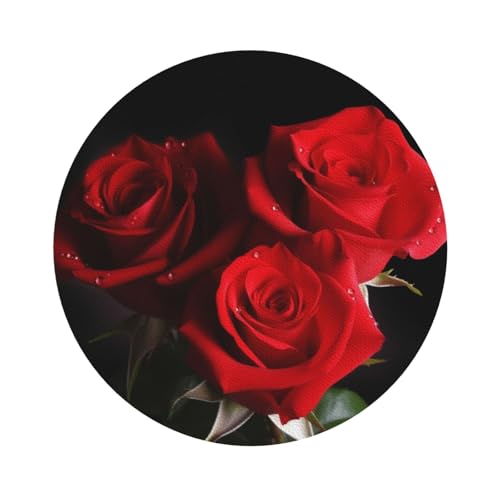 Untersetzer mit roten Rosen, 4er-Set, saugfähiger Lederuntersetzer für Getränke, hitzebeständige Tassenmatte zum Schutz des Tisches, Couchtischmatten für die Heimdekoration des Hauses Untersetzer mit roten Rosen, 4er-Set, saugfähiger Lederuntersetzer für Getränke, hitzebeständige Tassenmatte zum Schutz des Tisches, Couchtischmatten für die Heimdekoration des Hauses von SMAZDFXX