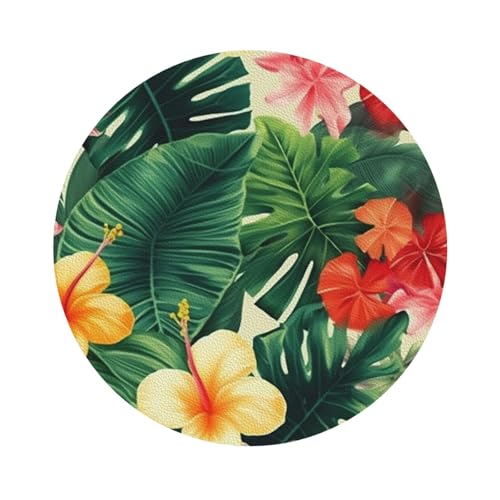 Untersetzer mit tropischen Blumen, 4er-Set, saugfähiger Lederuntersetzer für Getränke, hitzebeständige Tassenmatte zum Schutz des Tisches, Couchtischmatten für die Heimdekoration des Hauses Untersetzer mit tropischen Blumen, 4er-Set, saugfähiger Lederuntersetzer für Getränke, hitzebeständige Tassenmatte zum Schutz des Tisches, Couchtischmatten für die Heimdekoration des Hauses von SMAZDFXX