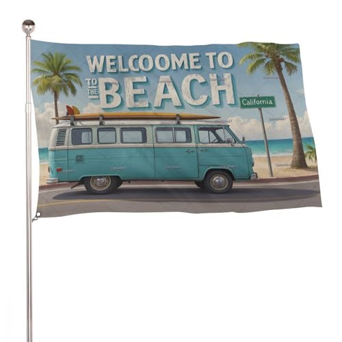 "Willkommen am Strand" 5x8 Ft Durable Outdoor Decor Banner Terrasse Willkommen Flaggen Frühling Hof Flaggen von SMAZDFXX
