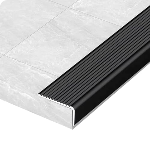 SMCMGECEUZ Treppenkantenprofil Alu Treppenkantenschutz Stufenkantenprofil, Winkelprofil Rutschfest Treppenkante Für Den Außen- Und Innenbereich(Black,4in/10cm) von SMCMGECEUZ