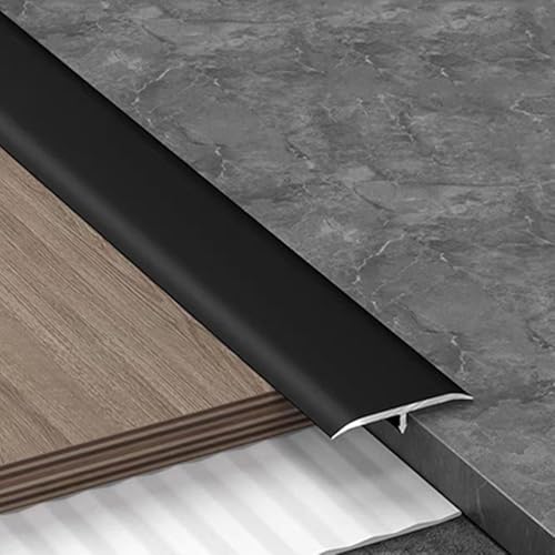 SMCMGECEUZ Übergangsleiste T-Profil Bodenübergangsstreifen, Übergangsschiene Metallprofil Türschwellen Für Böden Überbrücken Die Lücke(Matte Black) von SMCMGECEUZ