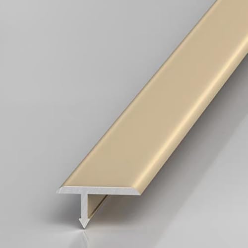 SMCMGECEUZ Übergangsprofil T-Profil Bodenübergangsstreifen, Bodenprofil Türschwellen Leiste Metall Übergangsleiste Für Holzböden/Fliese/Parkett(Matte gold,3/5in/15mm) von SMCMGECEUZ