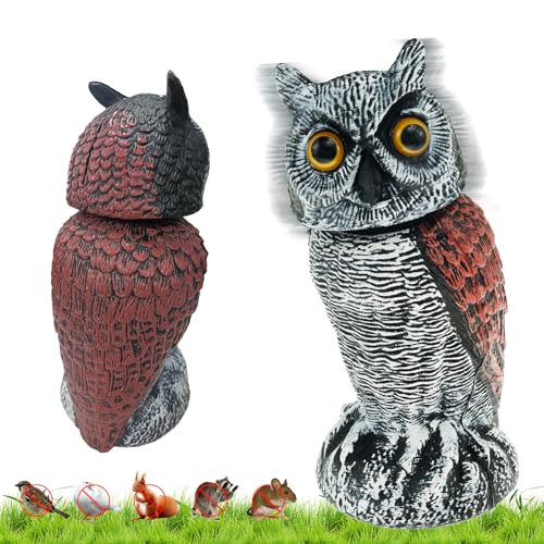 SMD35 Vogelabwehr Taubenabwehr Vogelscheuche Vogelschreck Dreht den Kopf mit Dem Wind, Taubenabwehr Vogelattrappe Plastik Eule Dekoration Für Gärten Höfe Balkone Terrassen ertreibt Vögel effizient von SMD35