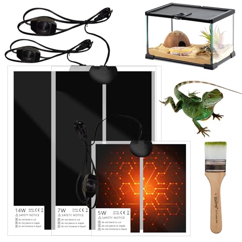 heizmatte Terrarium heizmatte mit Thermostat, Terrarium Heat Mat für Pflanzen/amphibischer/Terrarium/Reptilien heizmatte wasserdicht, Sicher und langlebig mit zum Schutz von Haustieren (14W) von SMD35