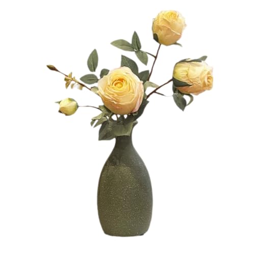Realistisch Seide Künstliche Blumen mit Keramikvase echte Berührung gefälschter Blume für Außenhause Pflanzer Veranda Terrasse Dekor Mehrzweck von SMDLG