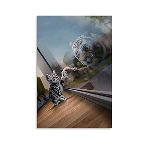 Poster Art lustige Katzen-Illustration, inspirierendes Mindset Is Everything Tiger, Leinwand-Kunst-Poster und Wandkunstdruck, modernes Familienschlafzimmerdekor, 50 x 75 cm von SMDO