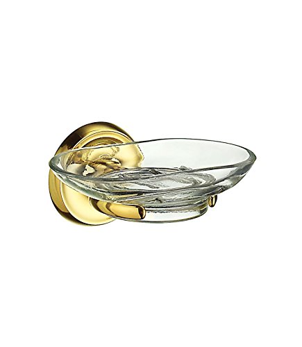 SMEDBO Holder with Glass Soap Dish, Polished Brass V242 Villa Halter mit Seifenschale aus Glas, poliertes Messing von SMEDBO