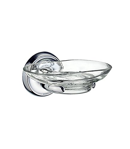 Smedbo Villahalter mit Seifenschale aus Glas, poliertes Chrom, 7,2 x 11,3 x 19,2 cm, Silber von SMEDBO